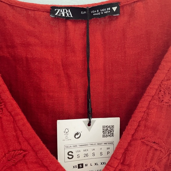 Zara Red Ruffled Blouse - Picture 3 of 3